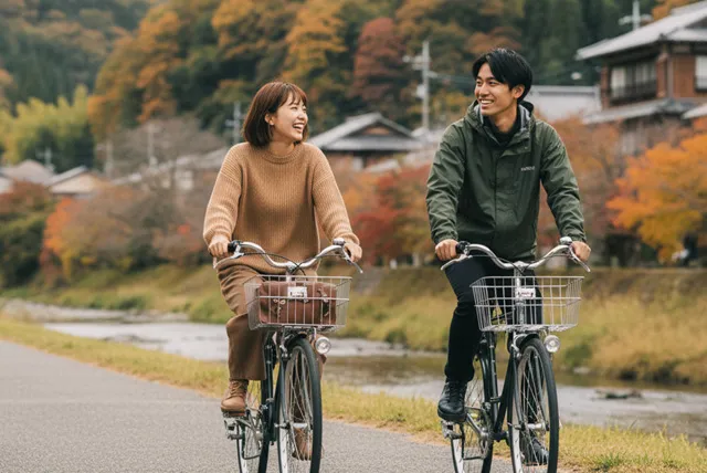 川沿いのサイクリング