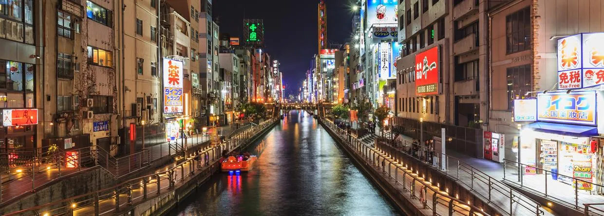 貸切バスで巡る大阪観光の定番スポット・道頓堀の夜景