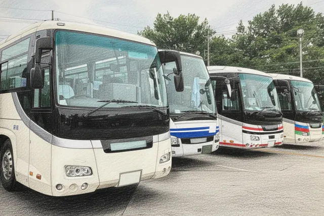 駐車された貸切大型バス