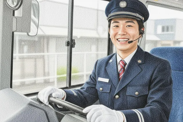 貸切バスの運転手と安全確保のイメージ