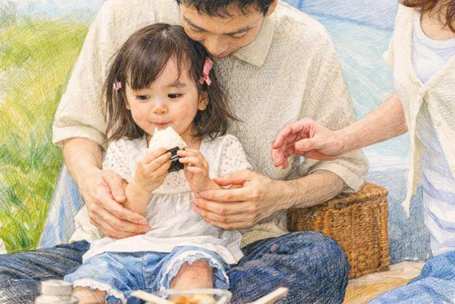 バス酔い予防のために乗車前に軽食として食べるおにぎり