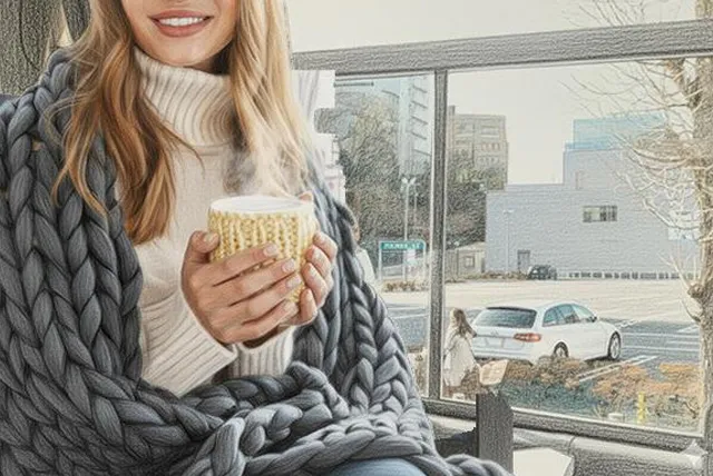 暖かい物を飲む女性