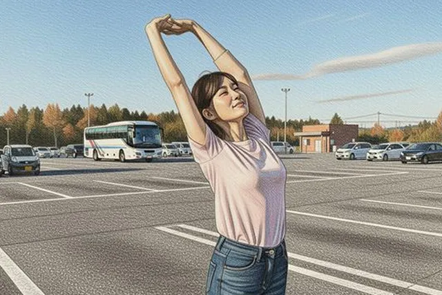 背を伸ばす女性