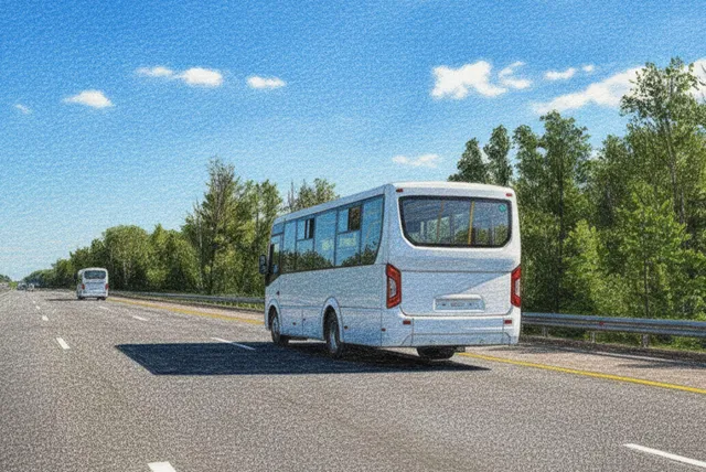 高速道路を走るマイクロバス