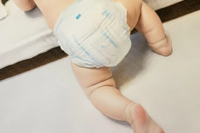 おむつをはいた赤ん坊