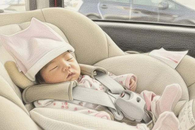 チャイルドシートで眠る赤ちゃん