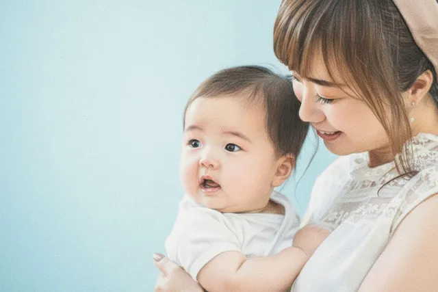 抱っこされる赤ちゃん