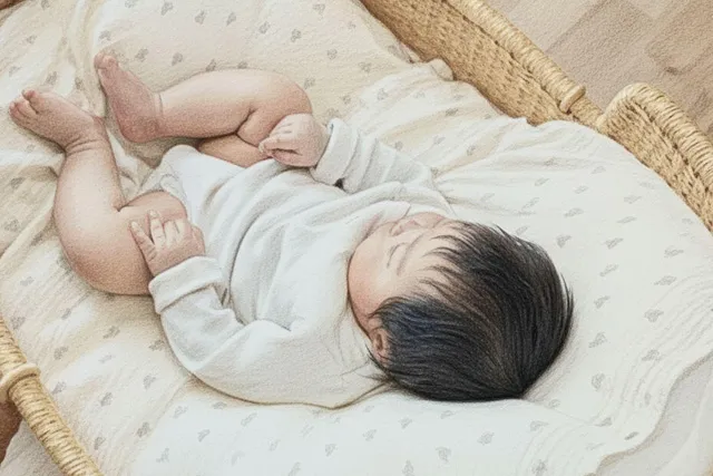 クーファンで眠る赤ちゃん