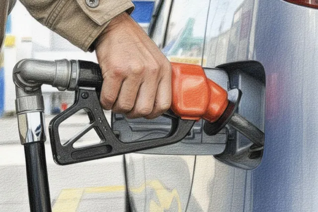 ガソリンを入れる男性