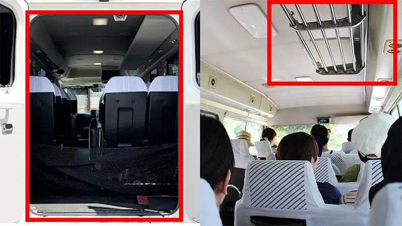 マイクロバスの荷物収容部
