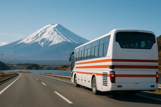 富士山と大型バス