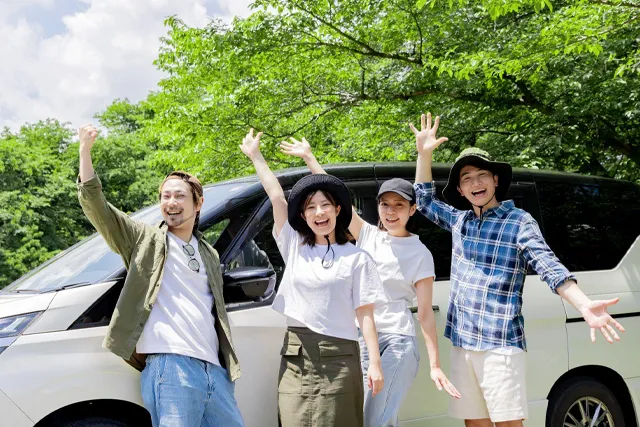 自家用車でBBQへ